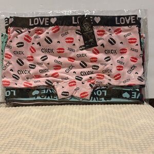 6pr Pink Love and Kiss Print Boxers NWT